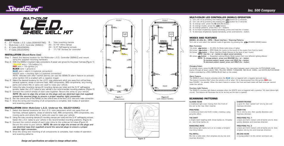 Scanning patterns | StreetGlow LED Wheel Well Kit User Manual | Page 2 / 2