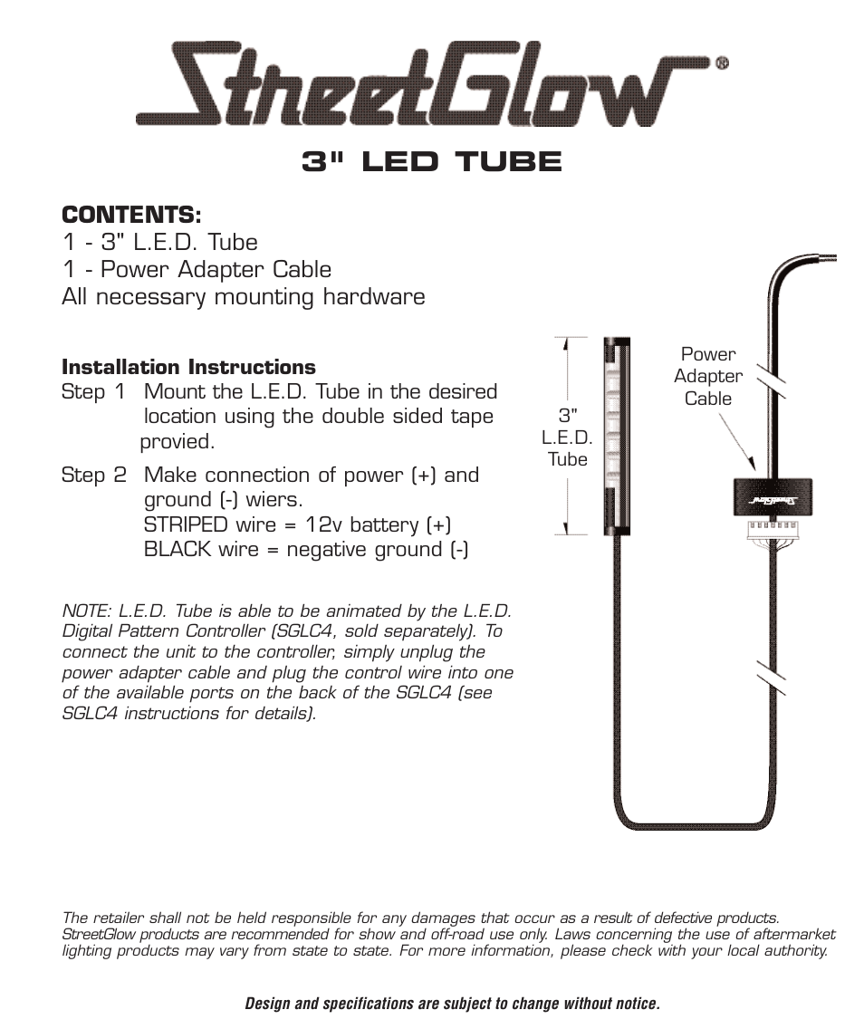 StreetGlow LED Tubes User Manual | 5 pages