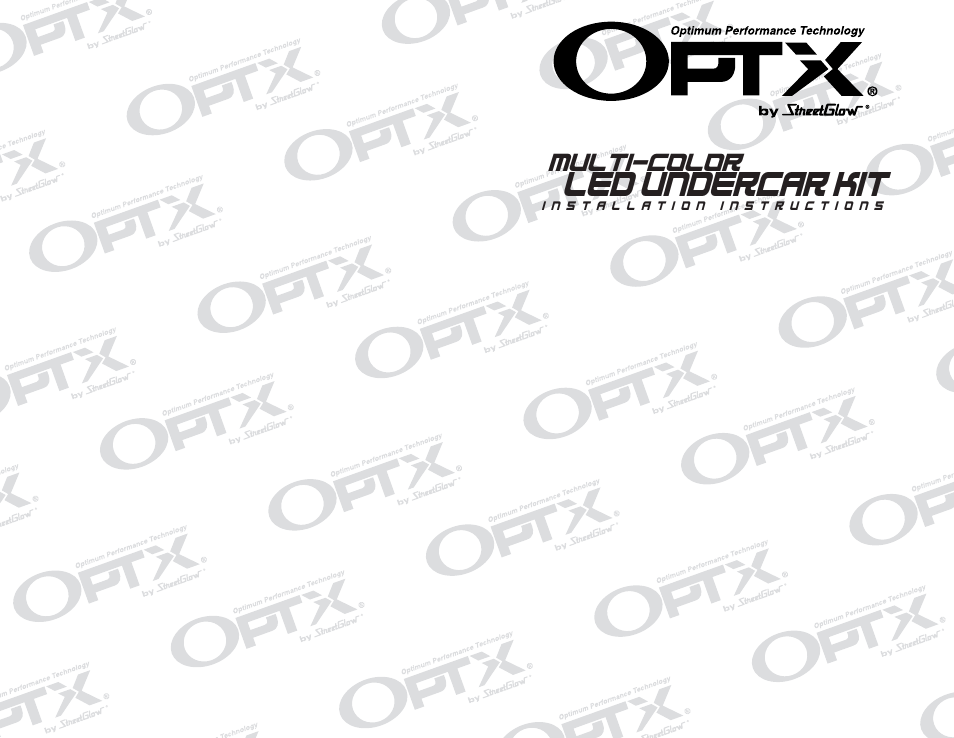 StreetGlow OPTX Multi Color LED Undercar kit User Manual | 2 pages