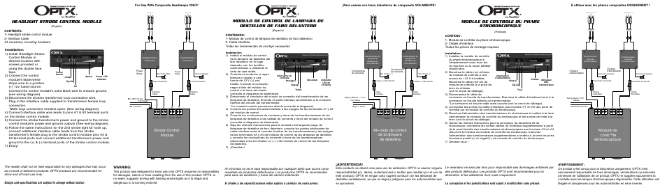 StreetGlow OPTX Strobe Controller User Manual | 2 pages