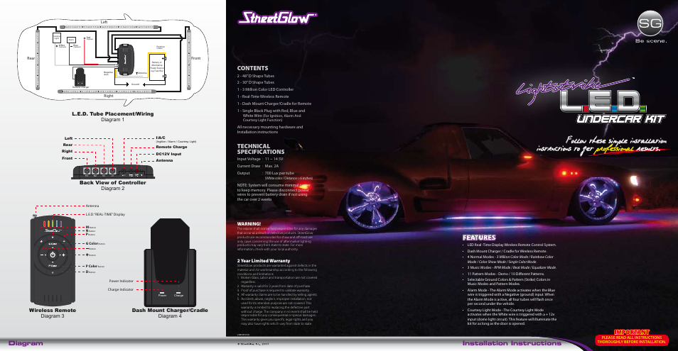 StreetGlow LightStrike LED Undercar Kit User Manual | 6 pages