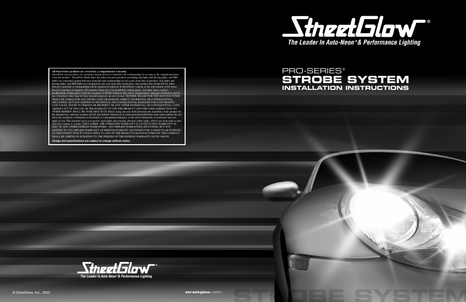StreetGlow Pro Series Wireless Remote Strobe Kit User Manual | 2 pages