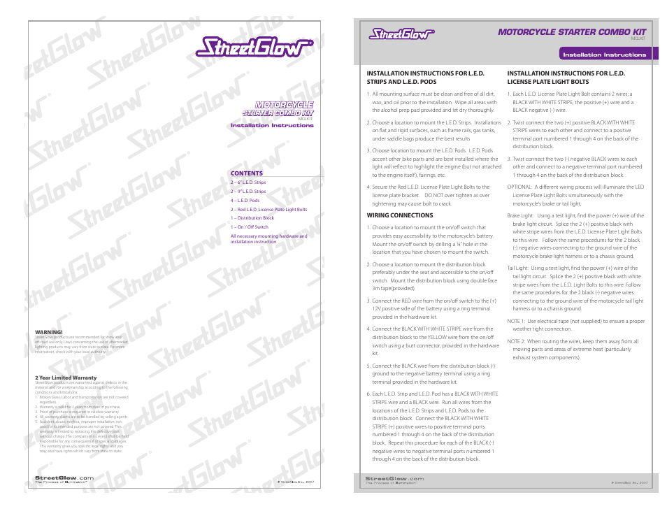 StreetGlow LED Combo Kit User Manual | 1 page