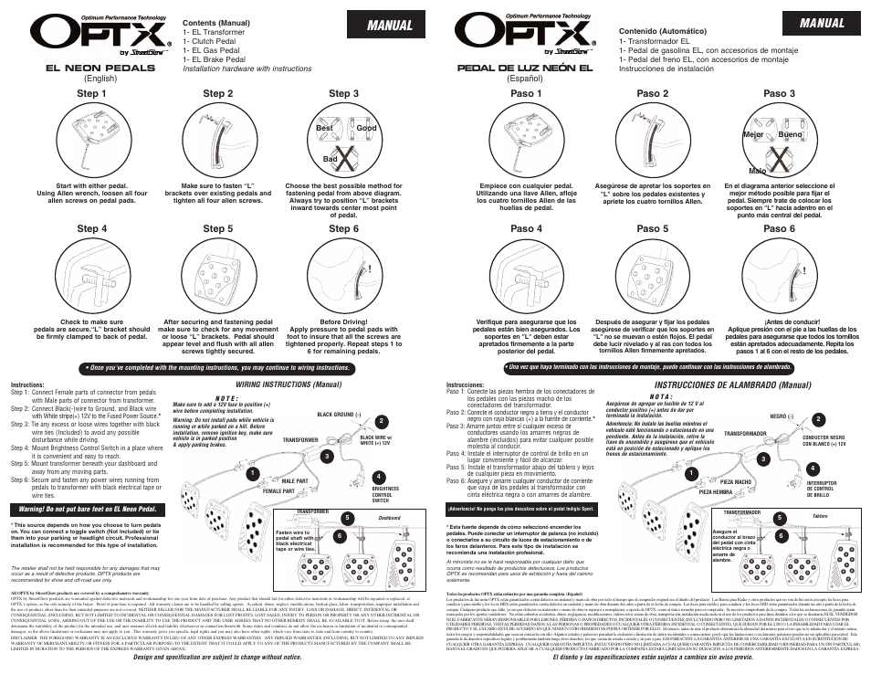 Manual | StreetGlow EL Lighted Pedals User Manual | Page 2 / 2