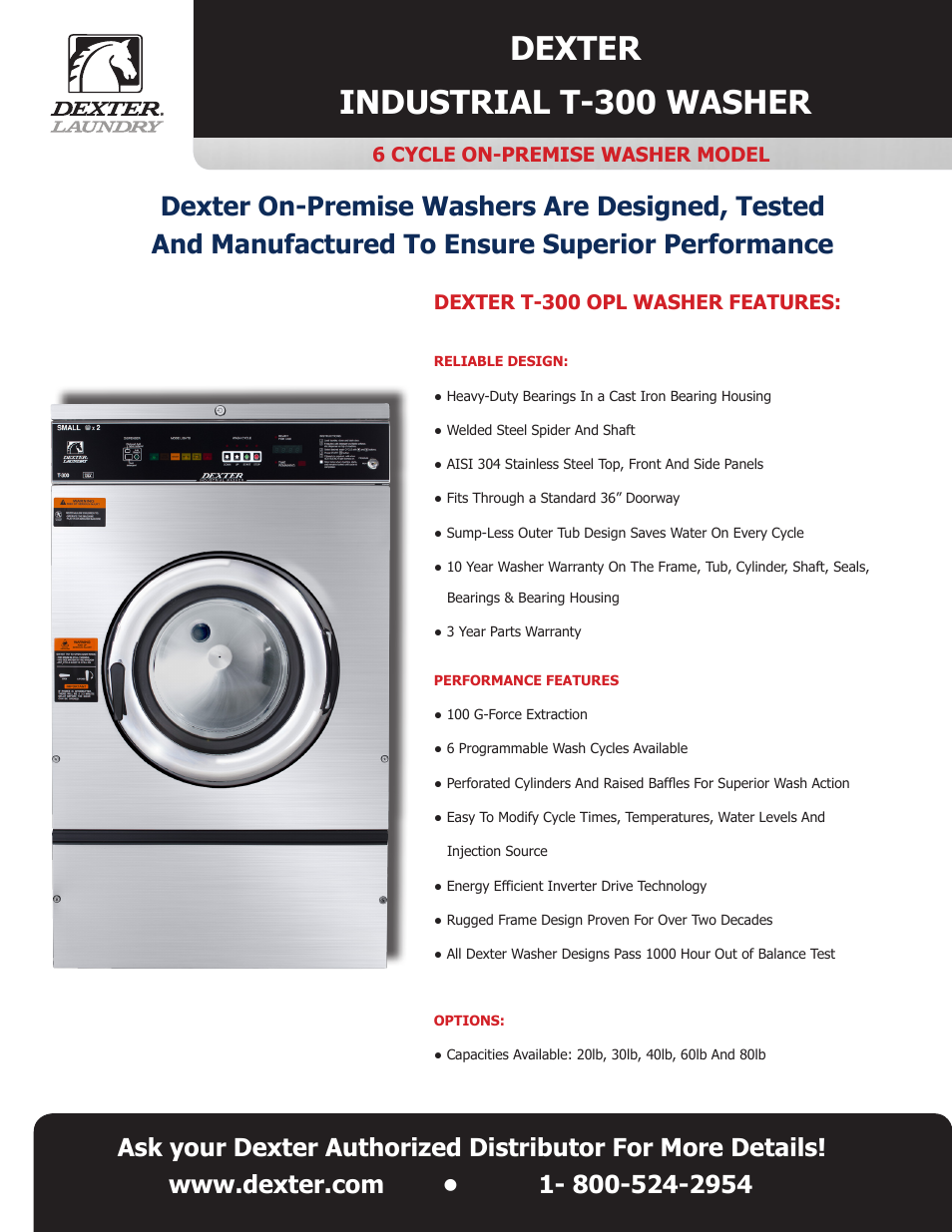 Dexter industrial t-300 washer | Dexter Laundry T-300 (On-Premise) User Manual | Page 2 / 2