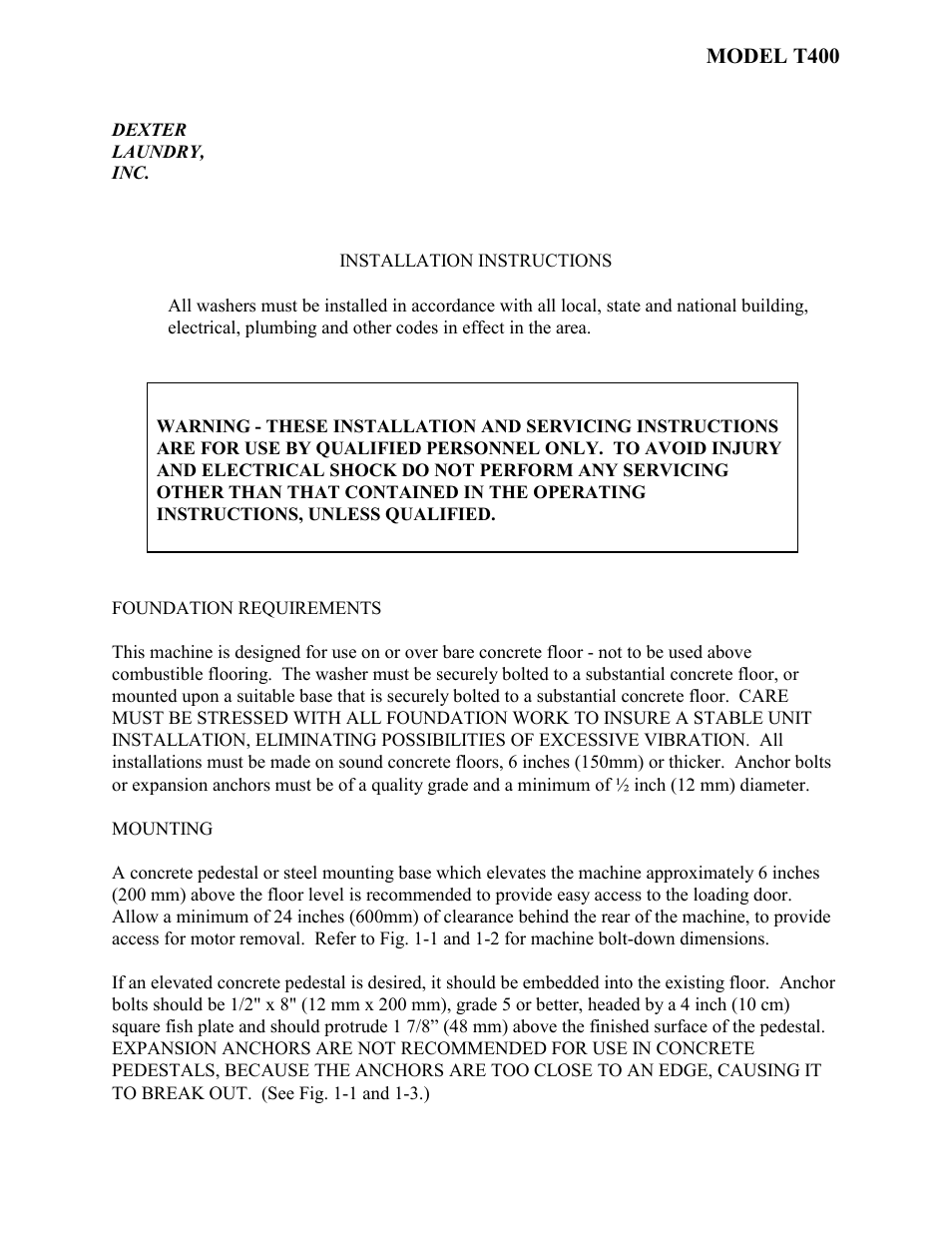 Dexter Laundry T-400 (On-Premise) User Manual | Page 3 / 17