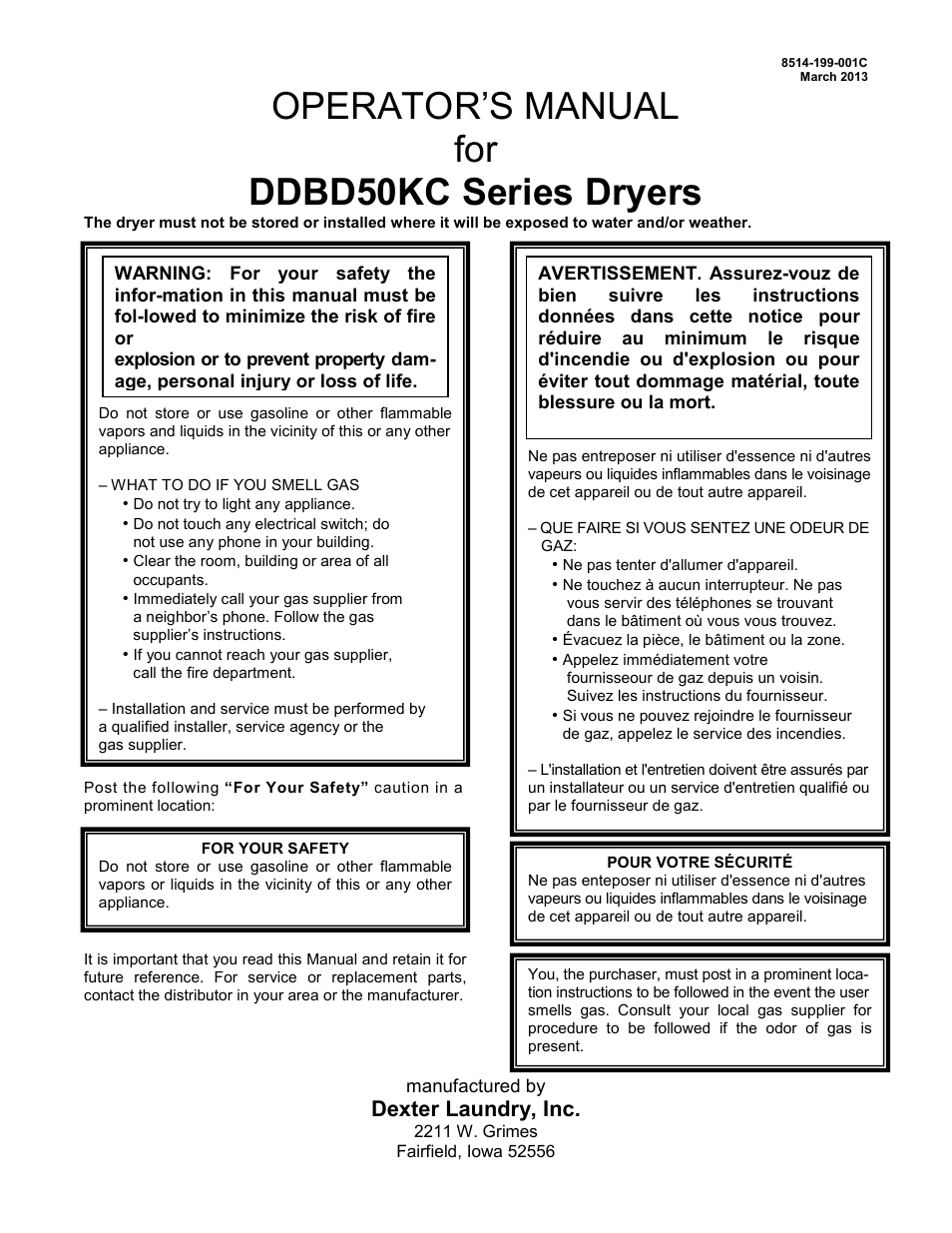 Dexter Laundry T-50X2 EXPRESS (Commercial) User Manual | 13 pages