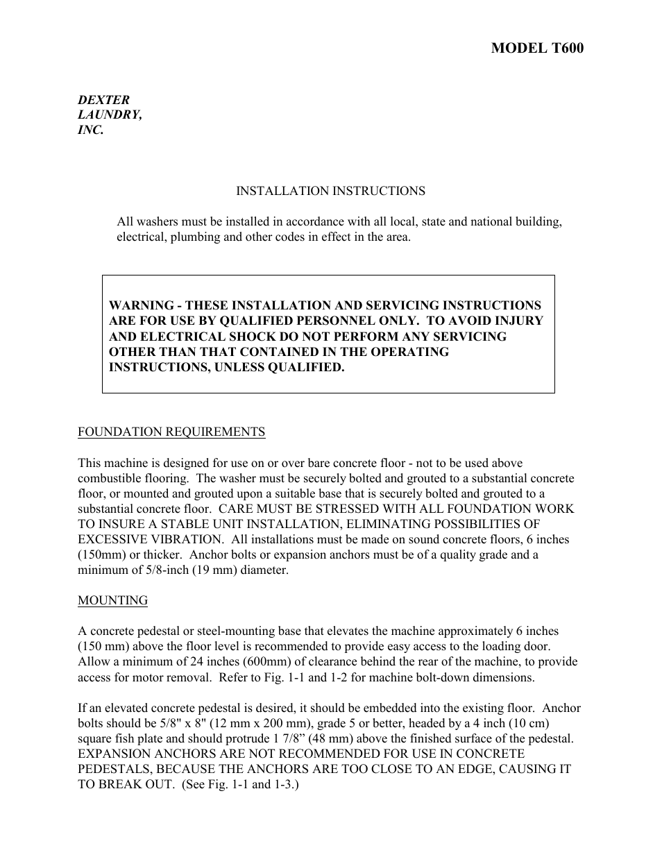 Dexter Laundry T-600 (Commercial) User Manual | Page 3 / 17