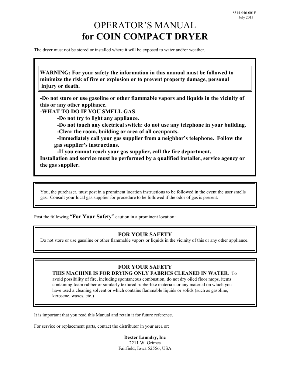 Dexter Laundry SWD EXPRESS User Manual | 17 pages