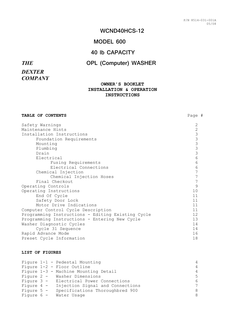 Dexter Laundry T-600 (30-Cycle) User Manual | 37 pages