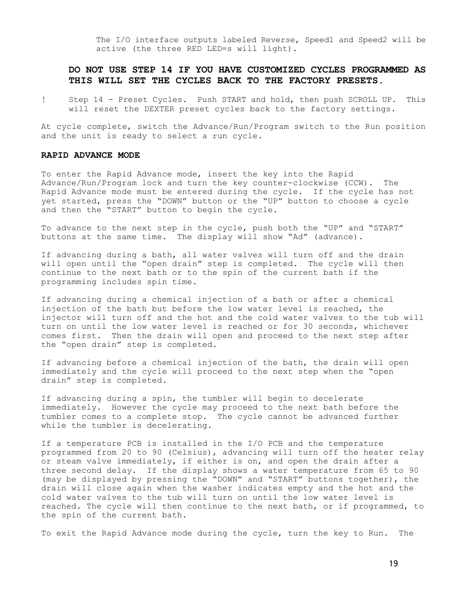 Dexter Laundry T-600 (30-Cycle) User Manual | Page 19 / 37