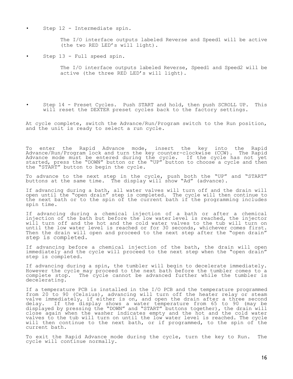 Dexter Laundry T-1450 EXPRESS (30-Cycle) User Manual | Page 16 / 34