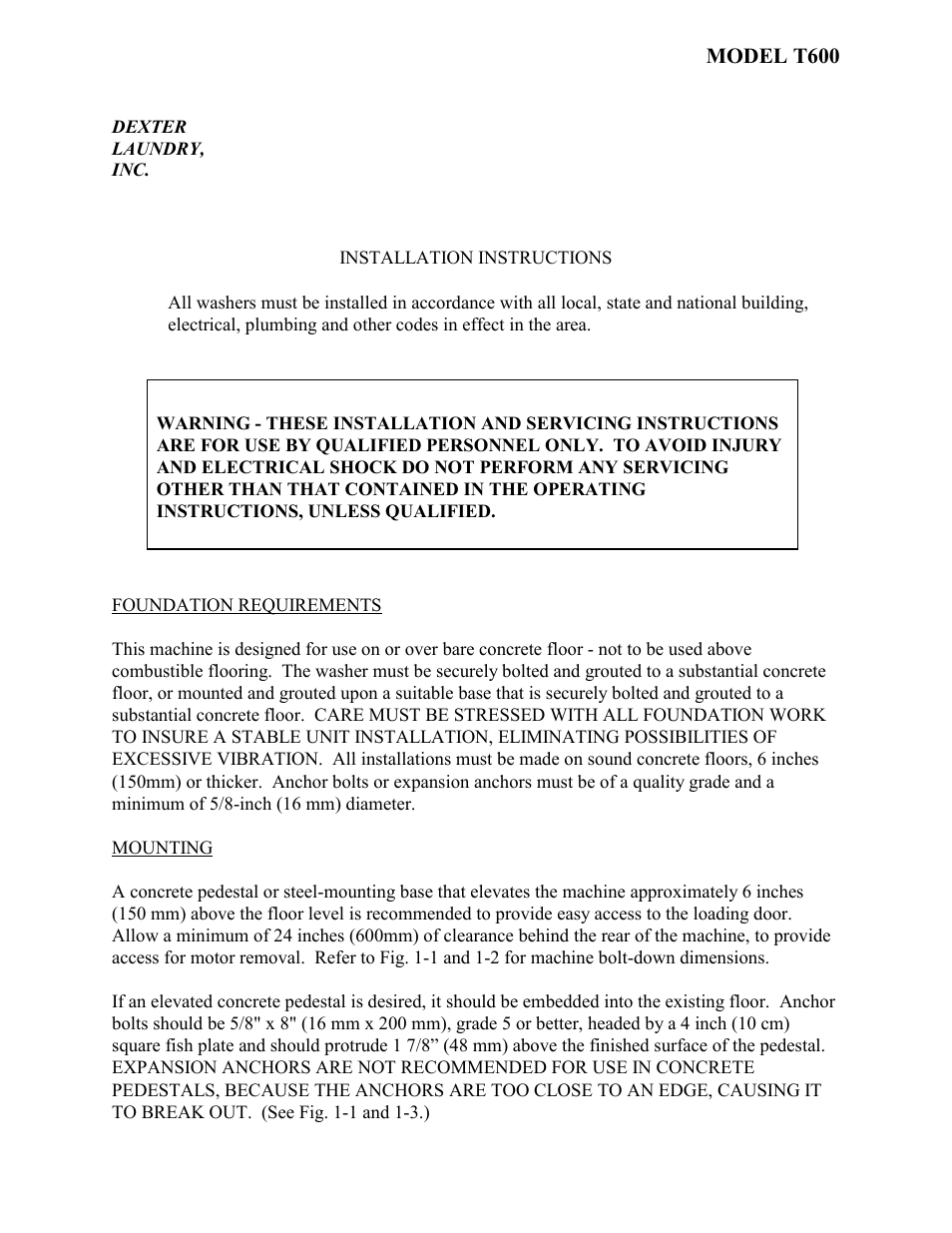 Dexter Laundry T-600 (On-Premise) User Manual | Page 3 / 17