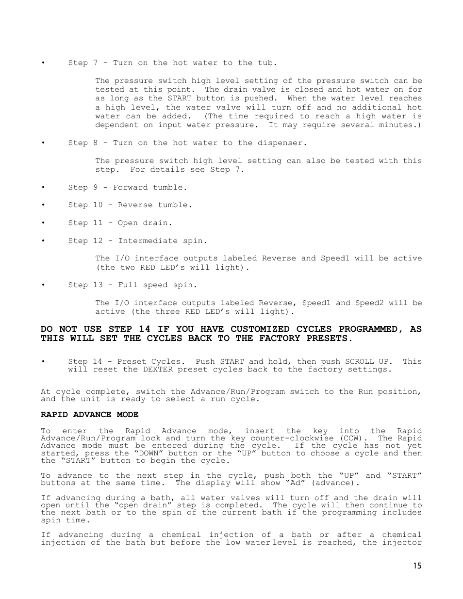 Dexter Laundry T-1200 (30-Cycle) User Manual | Page 15 / 33