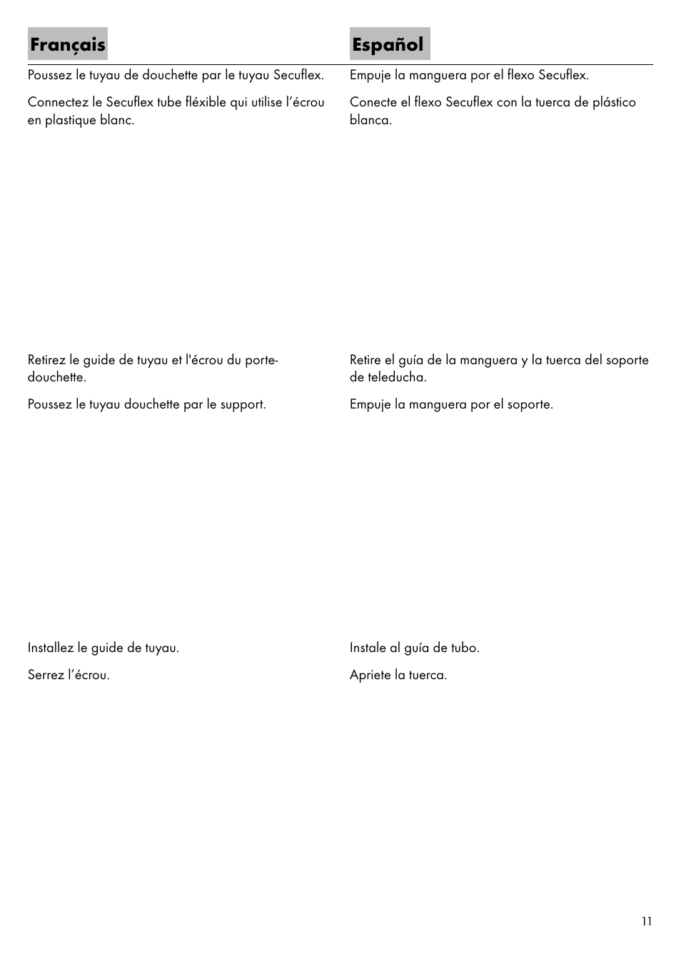 Français español | Factory Direct Hardware Hansgrohe 11443 Axor Urquiola User Manual | Page 11 / 28