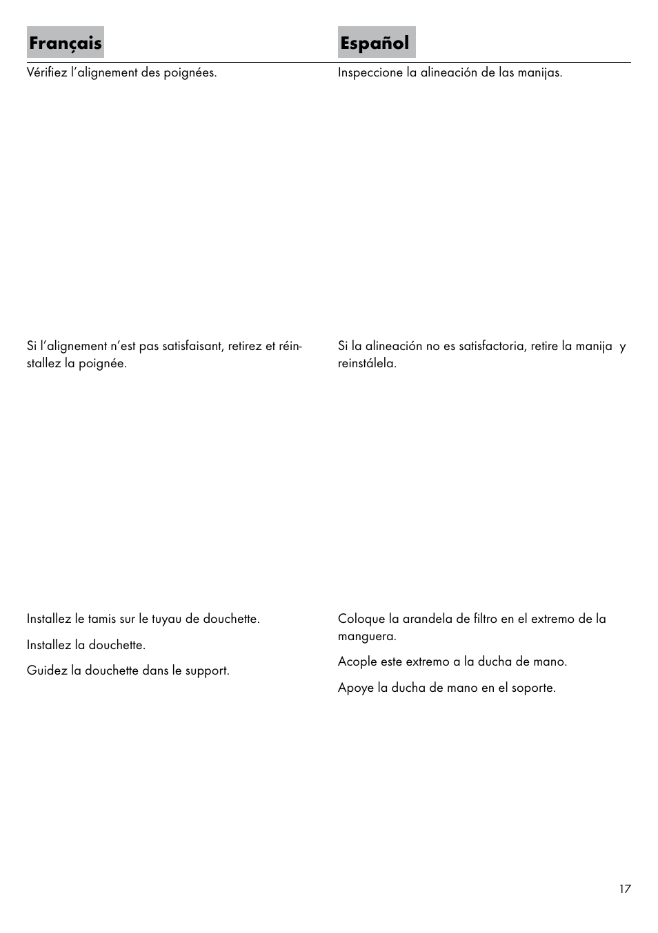 Français español | Factory Direct Hardware Hansgrohe 11443 Axor Urquiola User Manual | Page 17 / 28