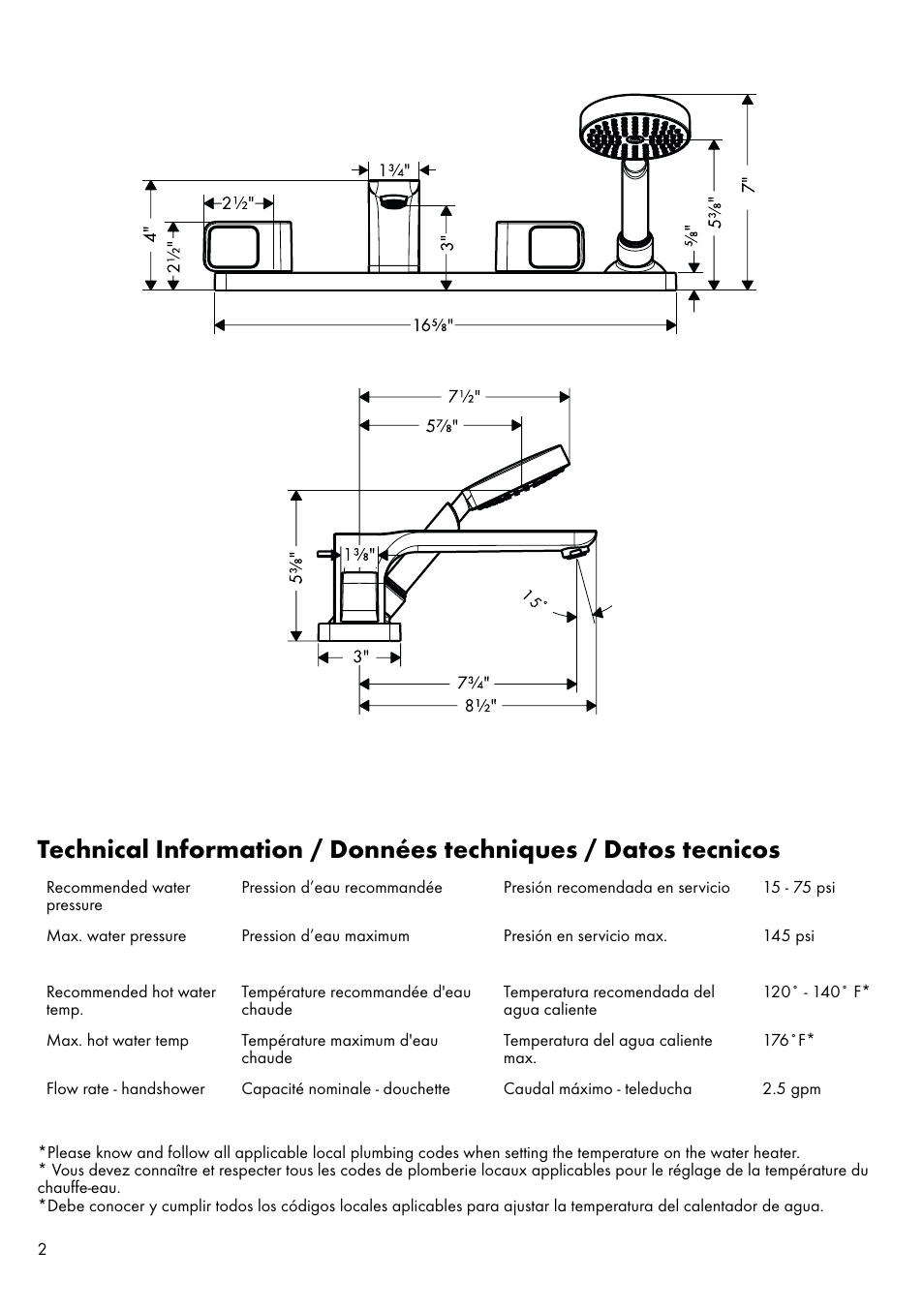 Factory Direct Hardware Hansgrohe 11443 Axor Urquiola User Manual | Page 2 / 28