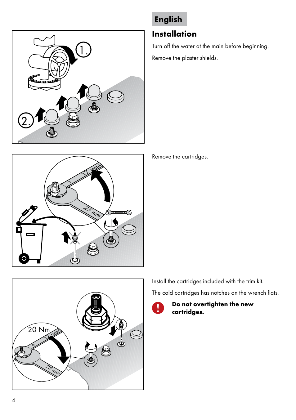 English installation | Factory Direct Hardware Hansgrohe 11443 Axor Urquiola User Manual | Page 4 / 28