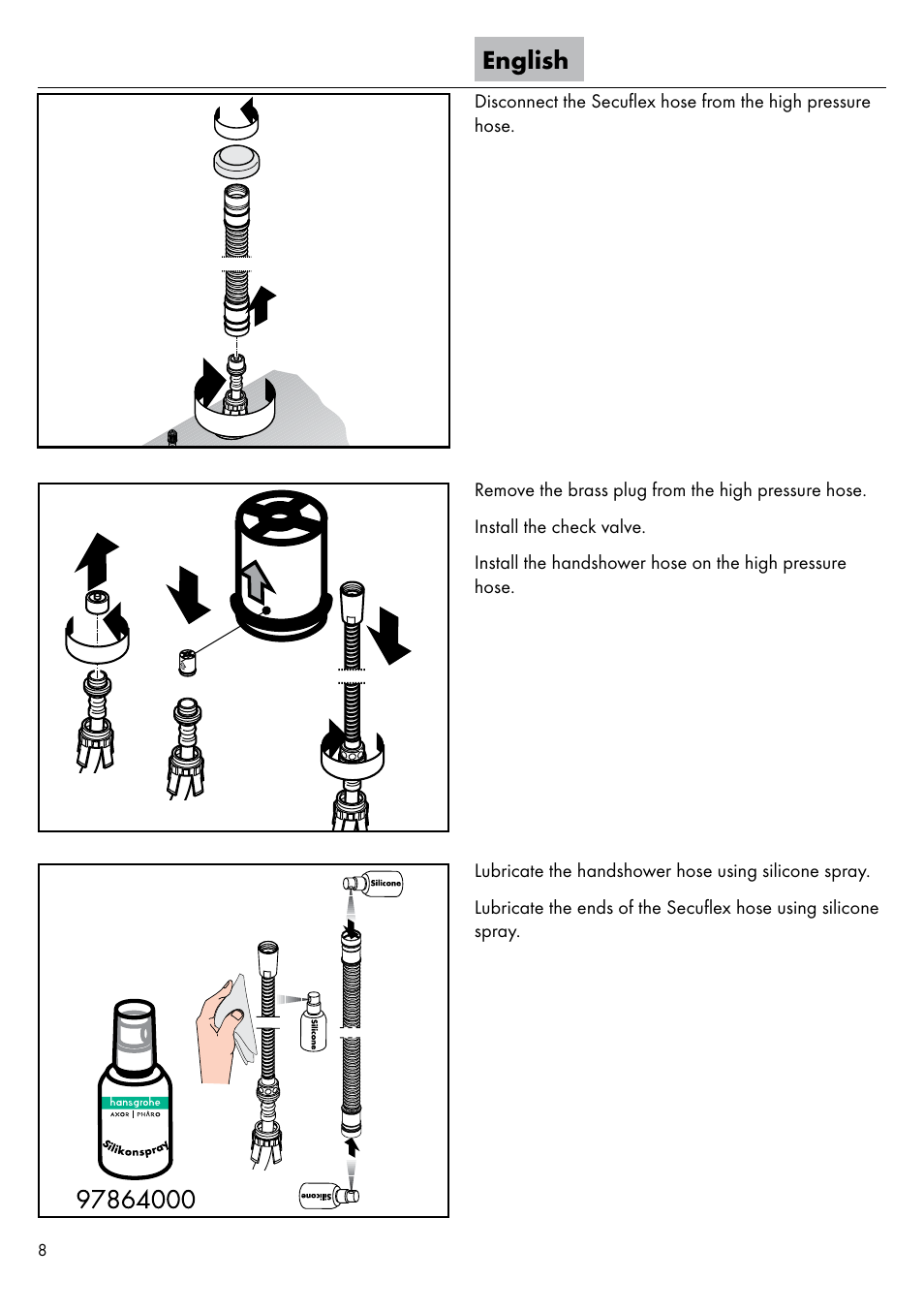 English | Factory Direct Hardware Hansgrohe 11443 Axor Urquiola User Manual | Page 8 / 28
