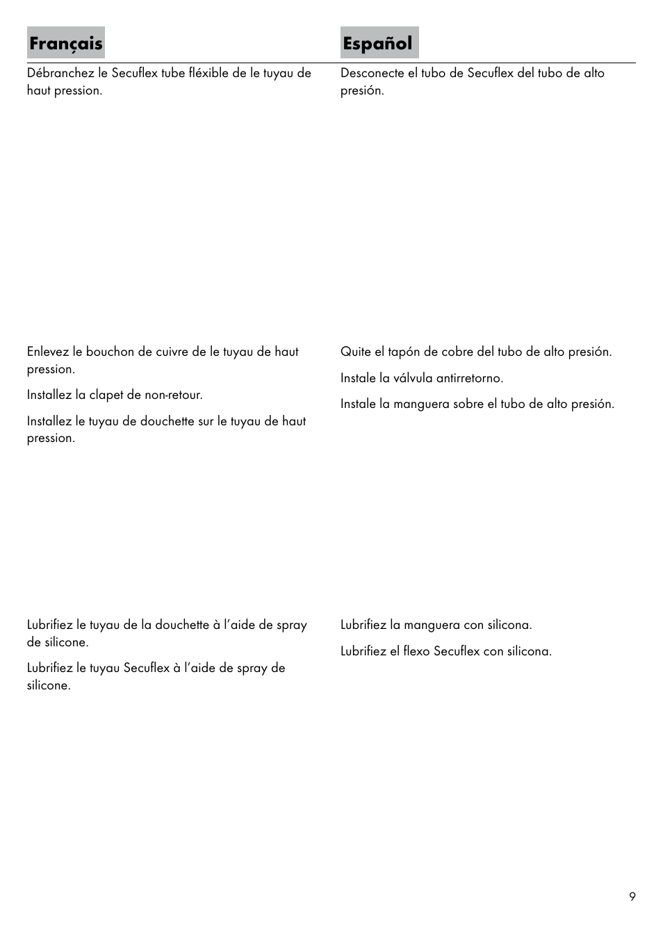 Français español | Factory Direct Hardware Hansgrohe 11443 Axor Urquiola User Manual | Page 9 / 28