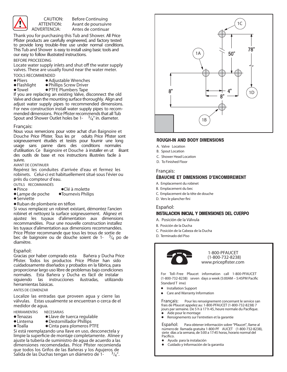 Pfister 01 • 801 Series User Manual | Page 2 / 8