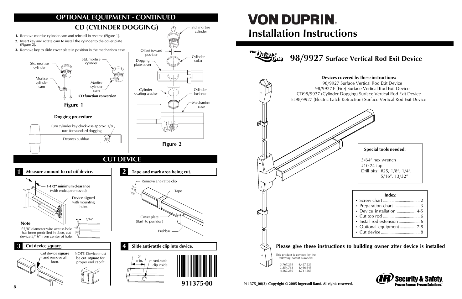 Factory Direct Hardware Von Duprin 9827EO4 User Manual | 4 pages