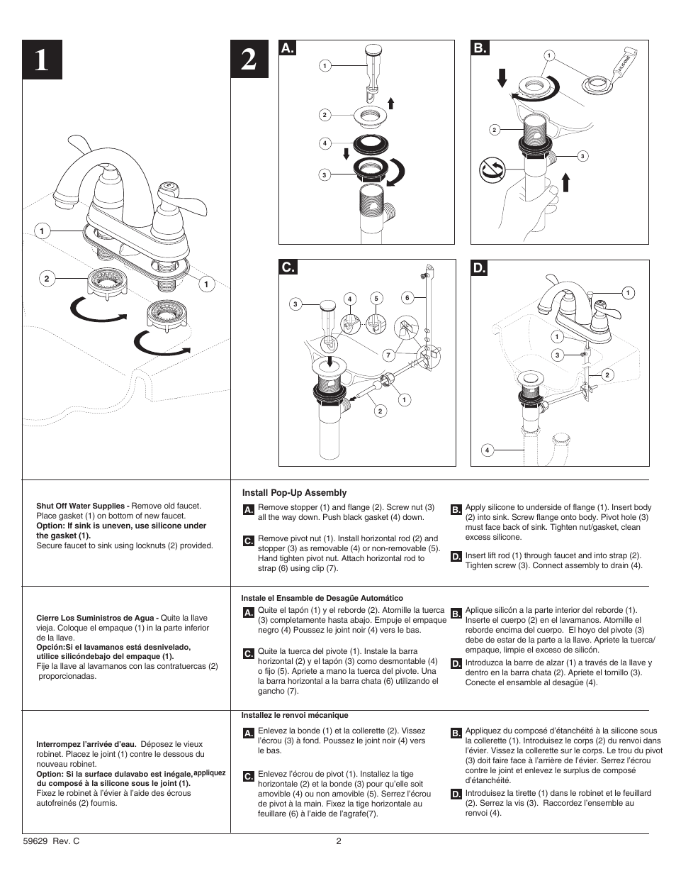 A. b. c | Factory Direct Hardware Delta 25996LF User Manual | Page 2 / 6