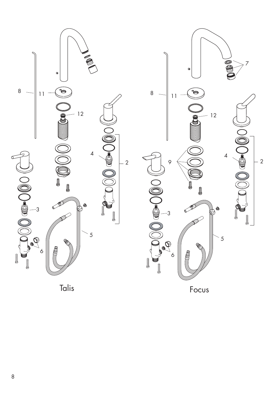 Talis focus | Factory Direct Hardware Hansgrohe 32310 User Manual | Page 8 / 12