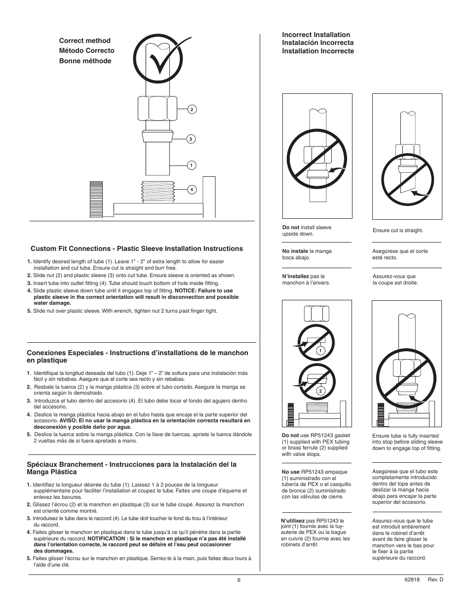 Correct method método correcto bonne méthode | Factory Direct Hardware Delta 978-SD-DST Leland User Manual | Page 6 / 12