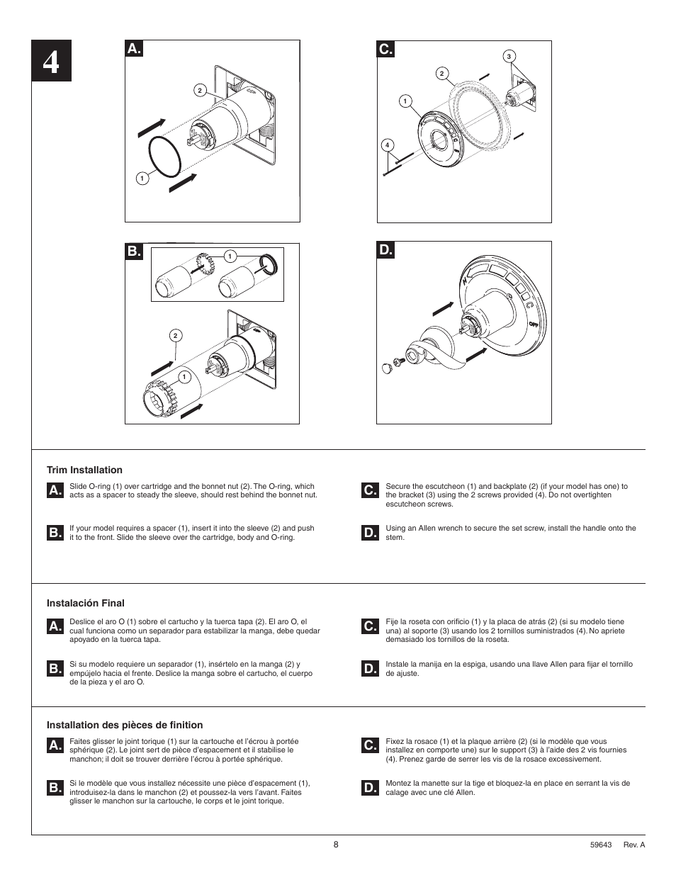 D. c, A. b. c. d. a. b. c. d. a. b. c. d | Factory Direct Hardware Delta 144996 Windemere User Manual | Page 8 / 8