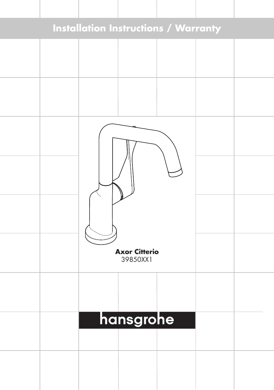 Factory Direct Hardware Hansgrohe 39850 Axor Citterio User Manual | 8 pages