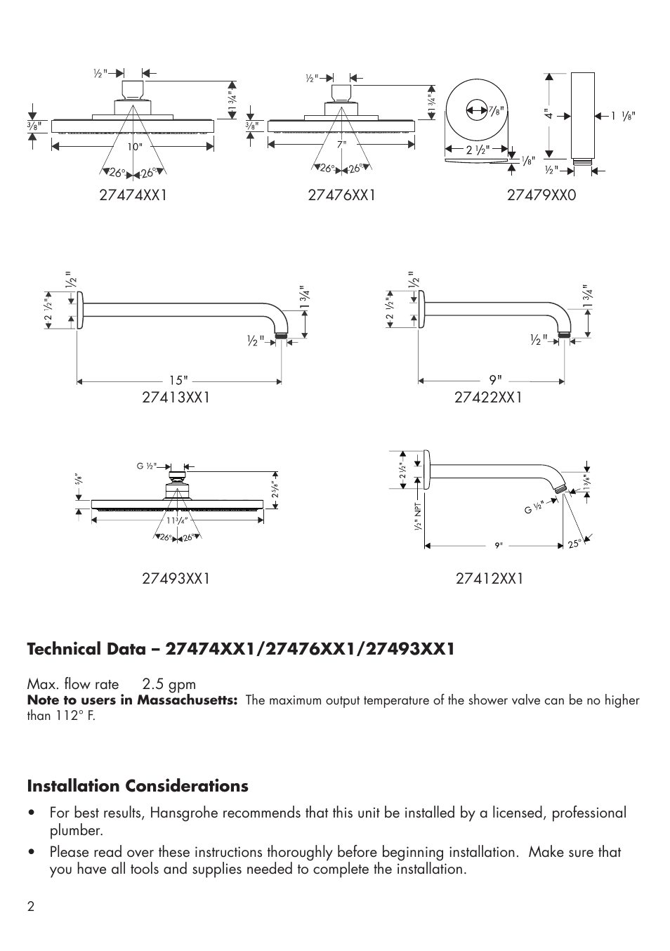 Factory Direct Hardware Hansgrohe 27413 Raindance User Manual | Page 2 / 12