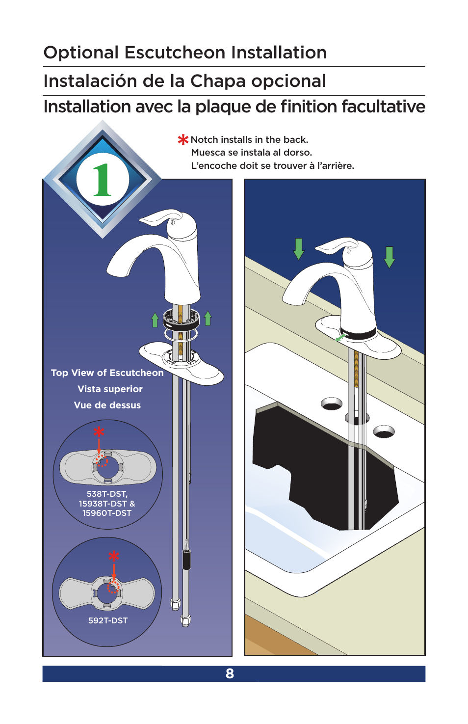 Optional escutcheon installation | Factory Direct Hardware Delta 15960T-DST User Manual | Page 10 / 44