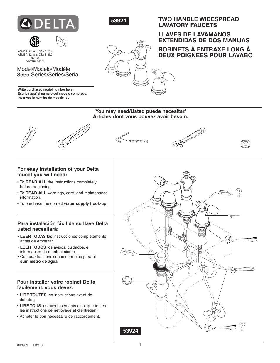 Factory Direct Hardware Delta 3555LF-216 User Manual | 6 pages