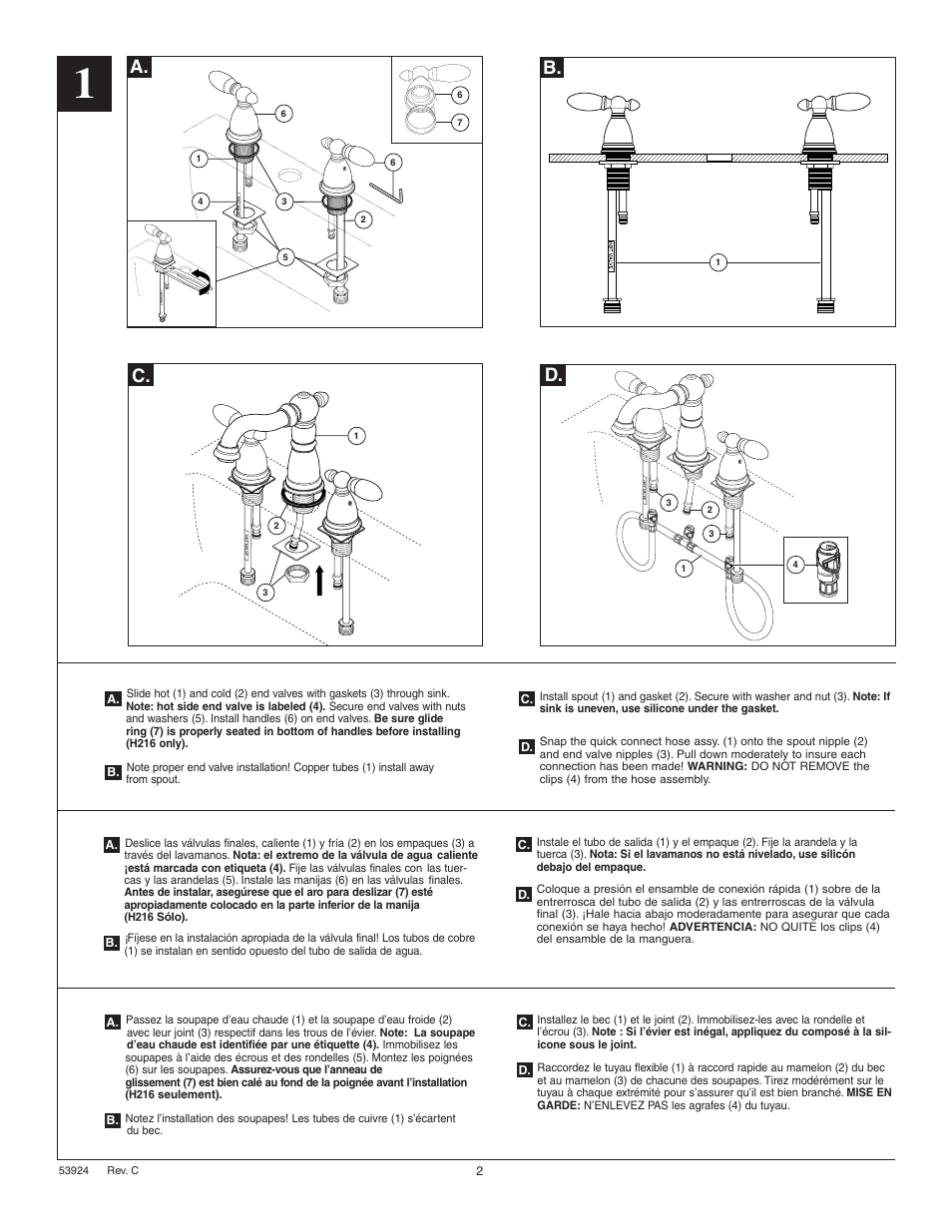 A. c. b. d | Factory Direct Hardware Delta 3555LF-216 User Manual | Page 2 / 6