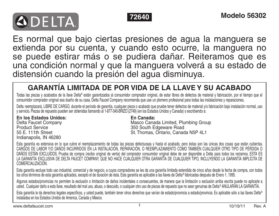 Factory Direct Hardware Delta 56302 Universal User Manual | Page 2 / 2