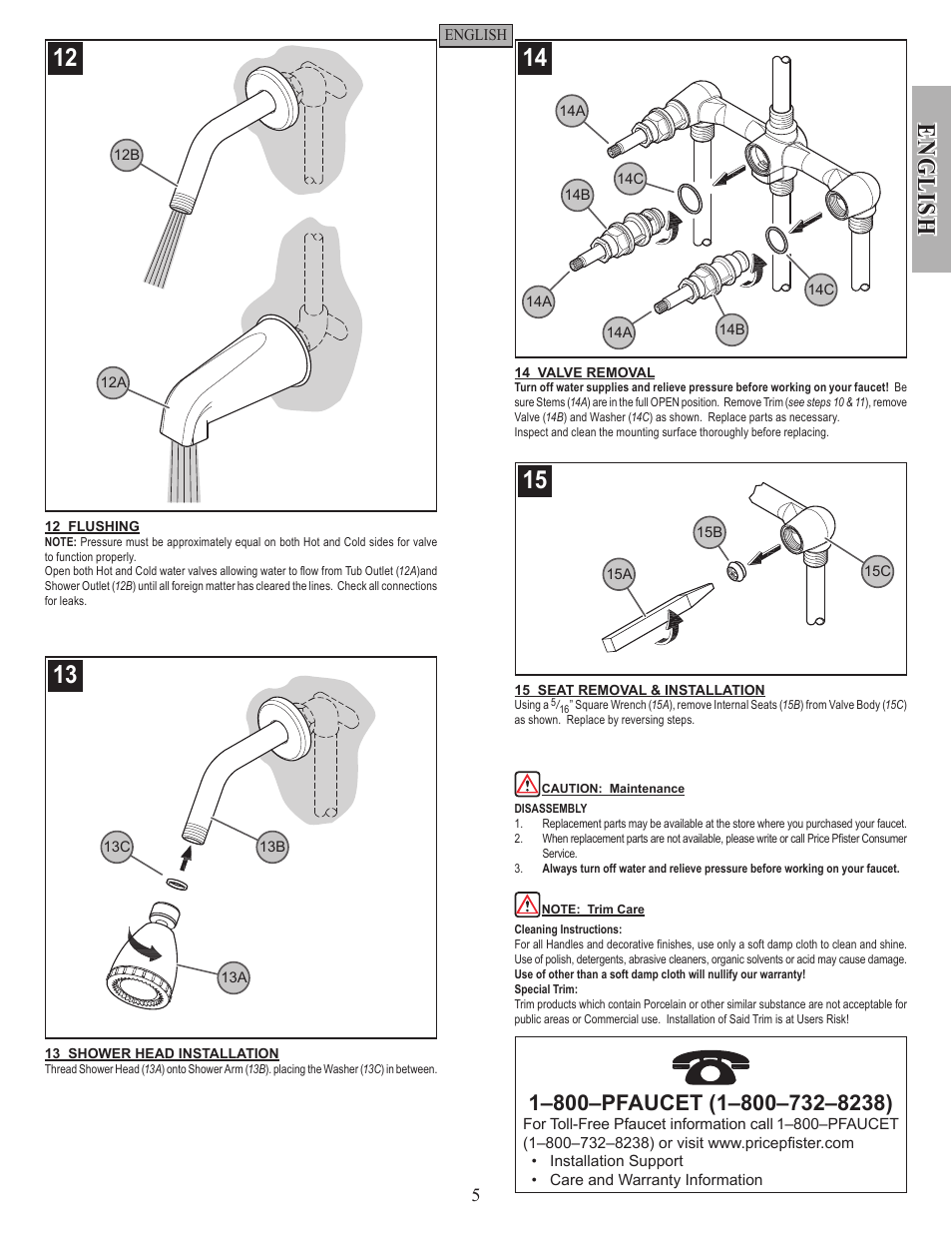 En g li sh | Factory Direct Hardware Pfister 001-9120 01 Series User Manual | Page 5 / 14