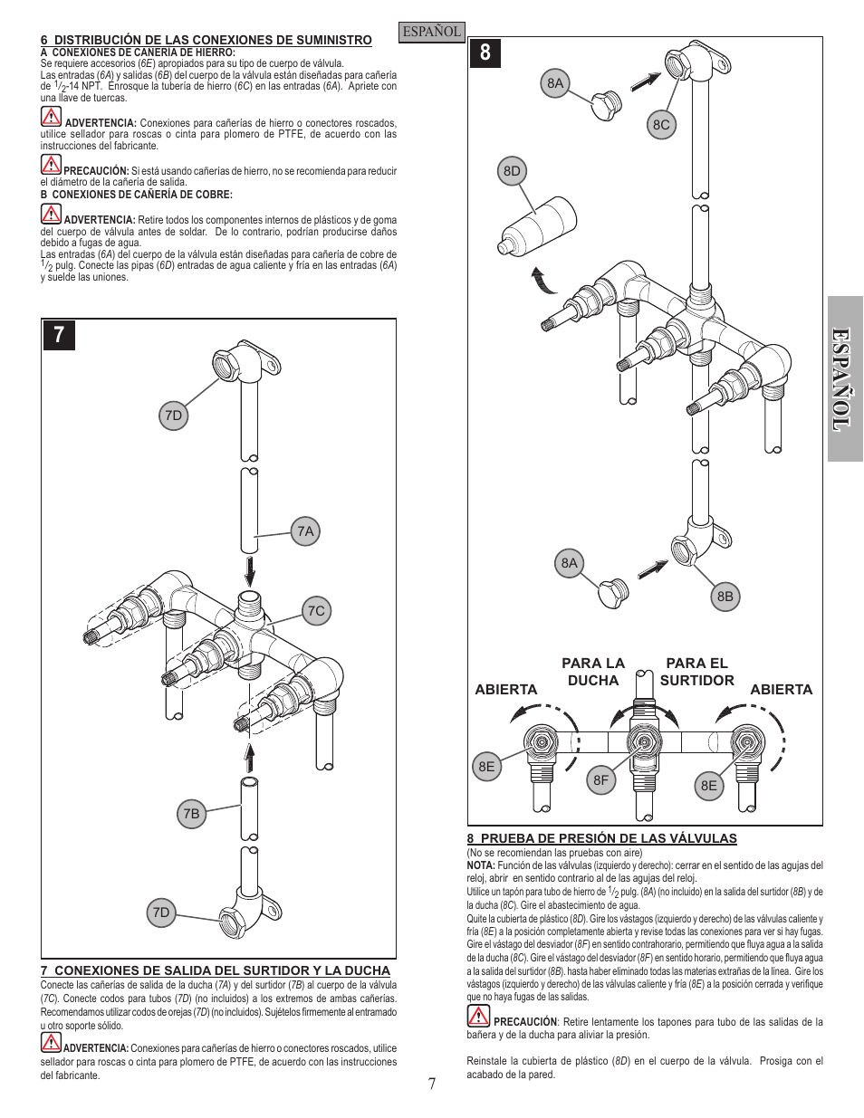 Es pa ñ o l | Factory Direct Hardware Pfister 001-9120 01 Series User Manual | Page 7 / 14