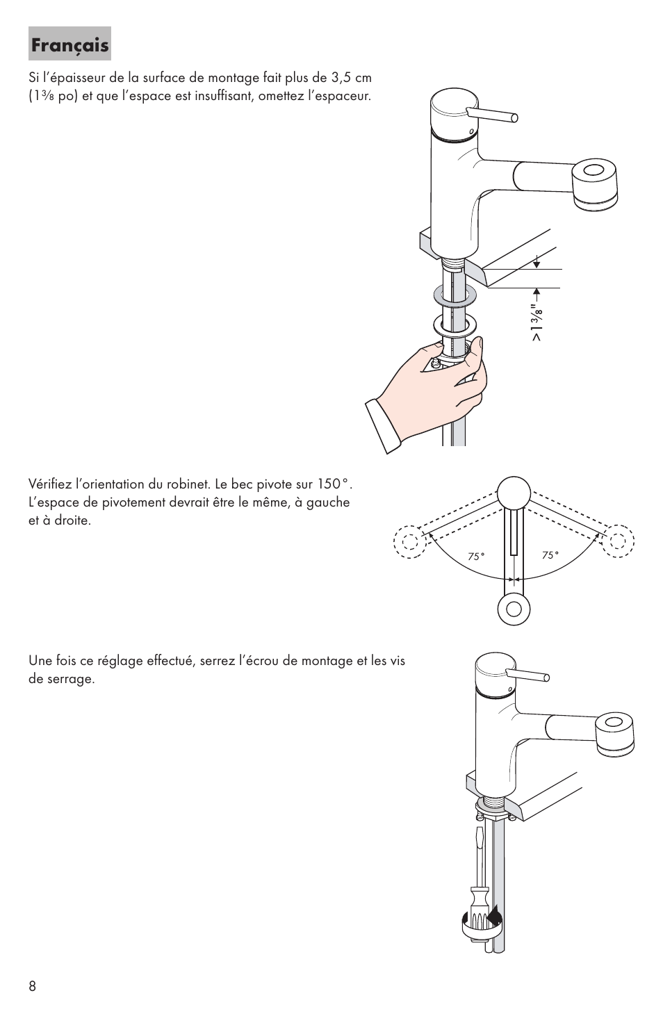 Français | Factory Direct Hardware Hansgrohe 06462 Talis S User Manual | Page 8 / 20