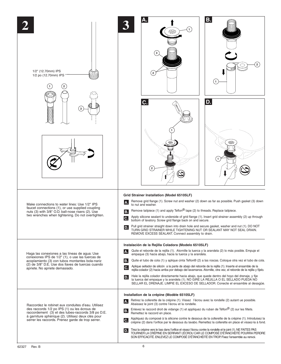 A. c. d | Factory Direct Hardware Brizo 65005LF User Manual | Page 6 / 8