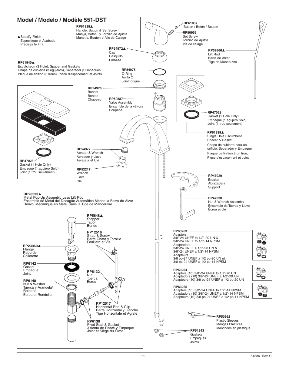 Model / modelo / modèle 551-dst | Factory Direct Hardware Delta 551-DST User Manual | Page 11 / 12