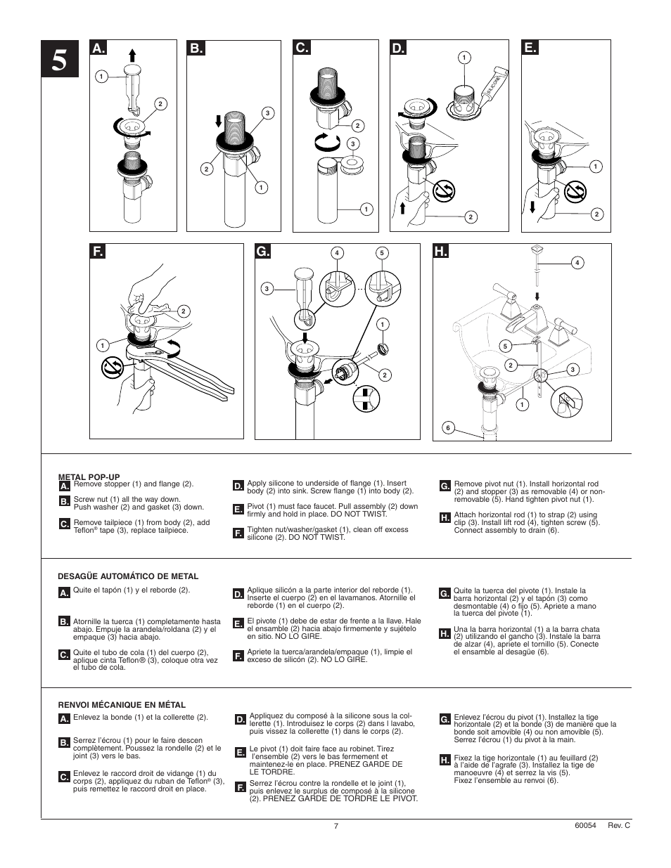 A. b. c. d. e. f | Factory Direct Hardware Brizo 65345LF User Manual | Page 7 / 8