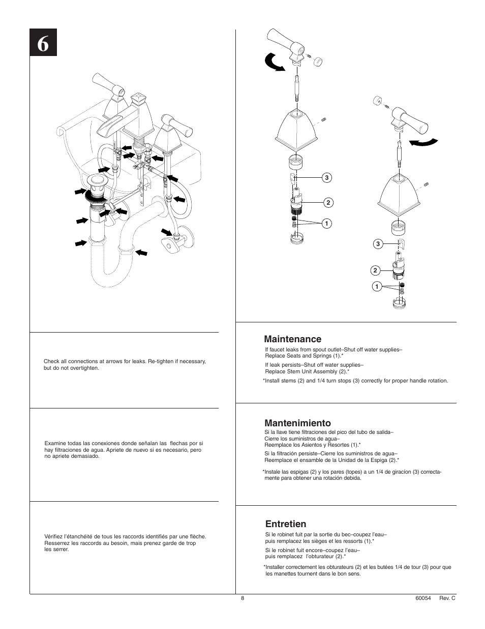 Maintenance, Entretien, Mantenimiento | Factory Direct Hardware Brizo 65345LF User Manual | Page 8 / 8