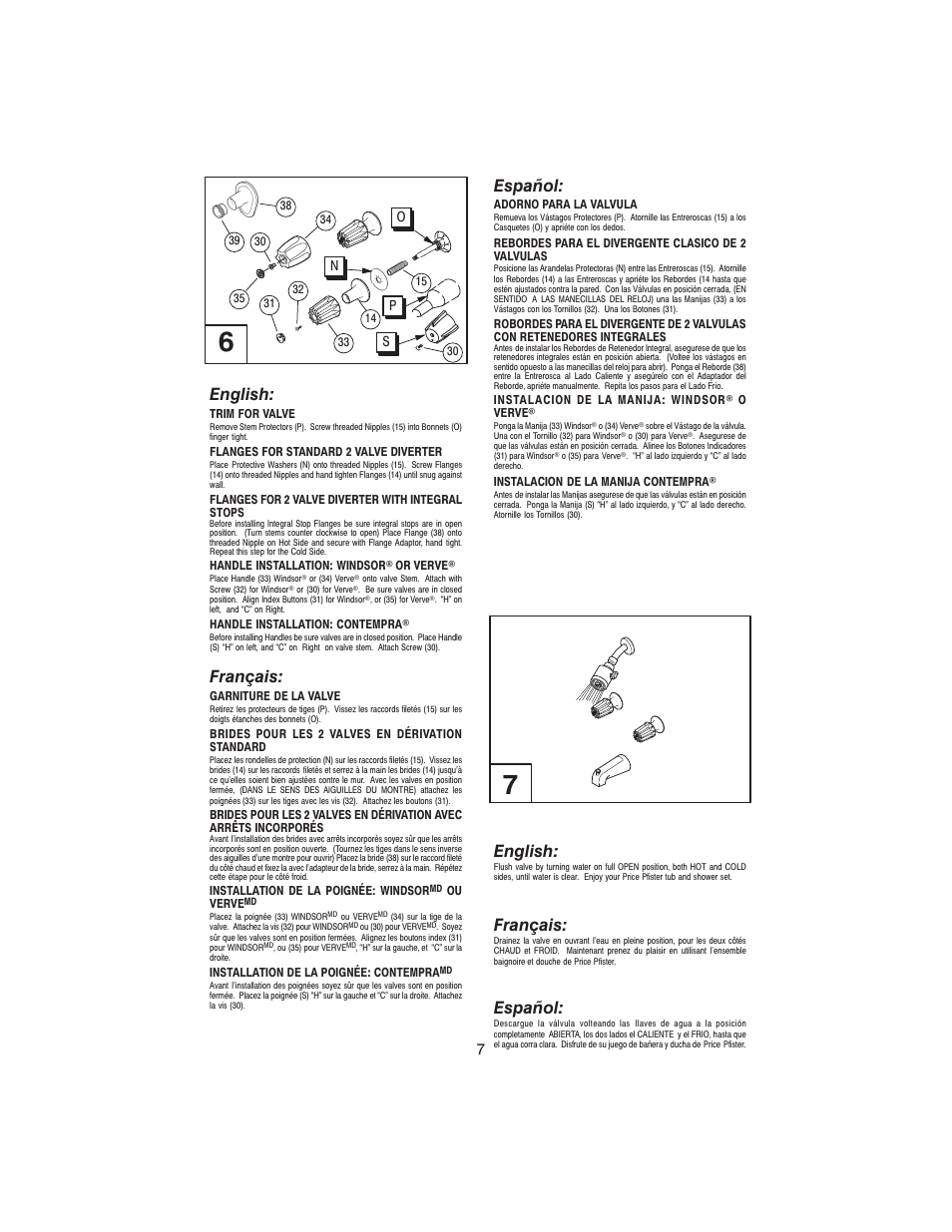 Español, English, Français | Factory Direct Hardware Pfister 003-2110 03 Series User Manual | Page 7 / 8
