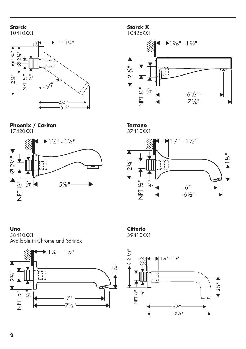 Factory Direct Hardware Hansgrohe 10426001 Axor Starck User Manual | Page 2 / 8