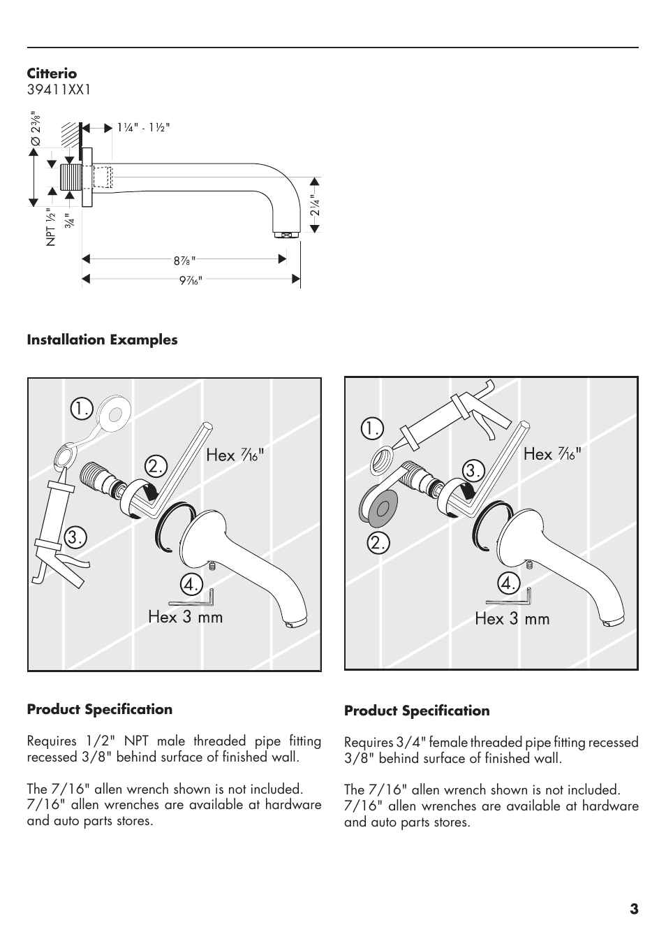 Factory Direct Hardware Hansgrohe 10426001 Axor Starck User Manual | Page 3 / 8