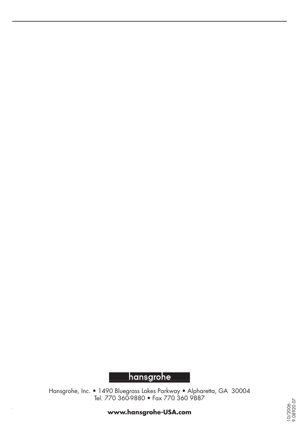 Factory Direct Hardware Hansgrohe 10426001 Axor Starck User Manual | Page 8 / 8
