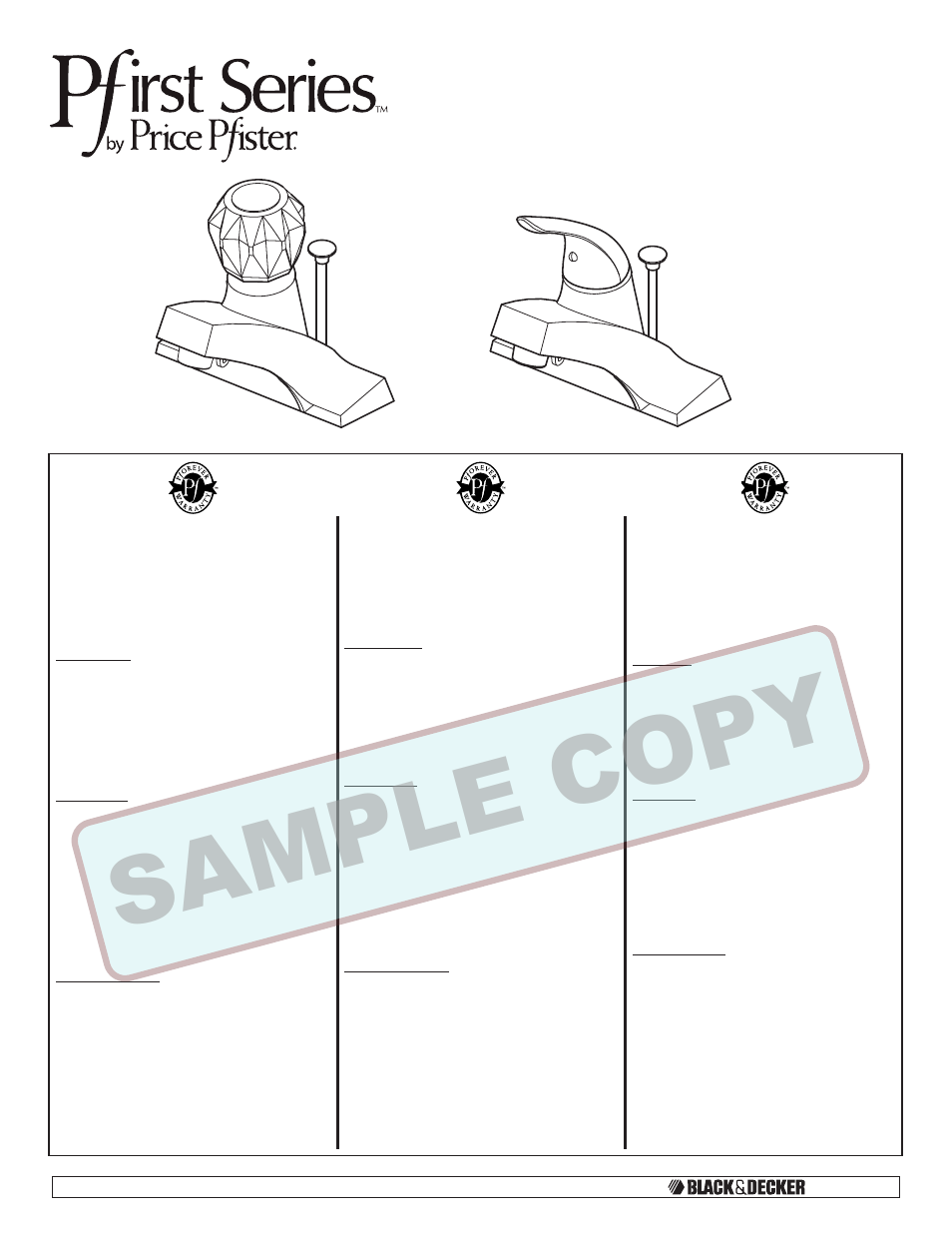 Pfister G142-600K User Manual | 6 pages