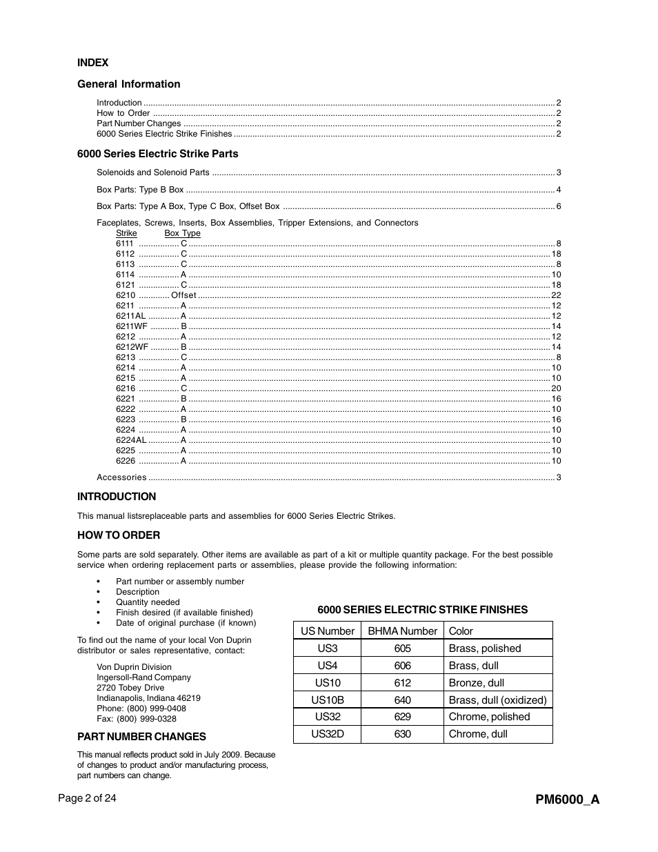 Pm6000_a | Factory Direct Hardware Von Duprin 6213 User Manual | Page 2 / 24
