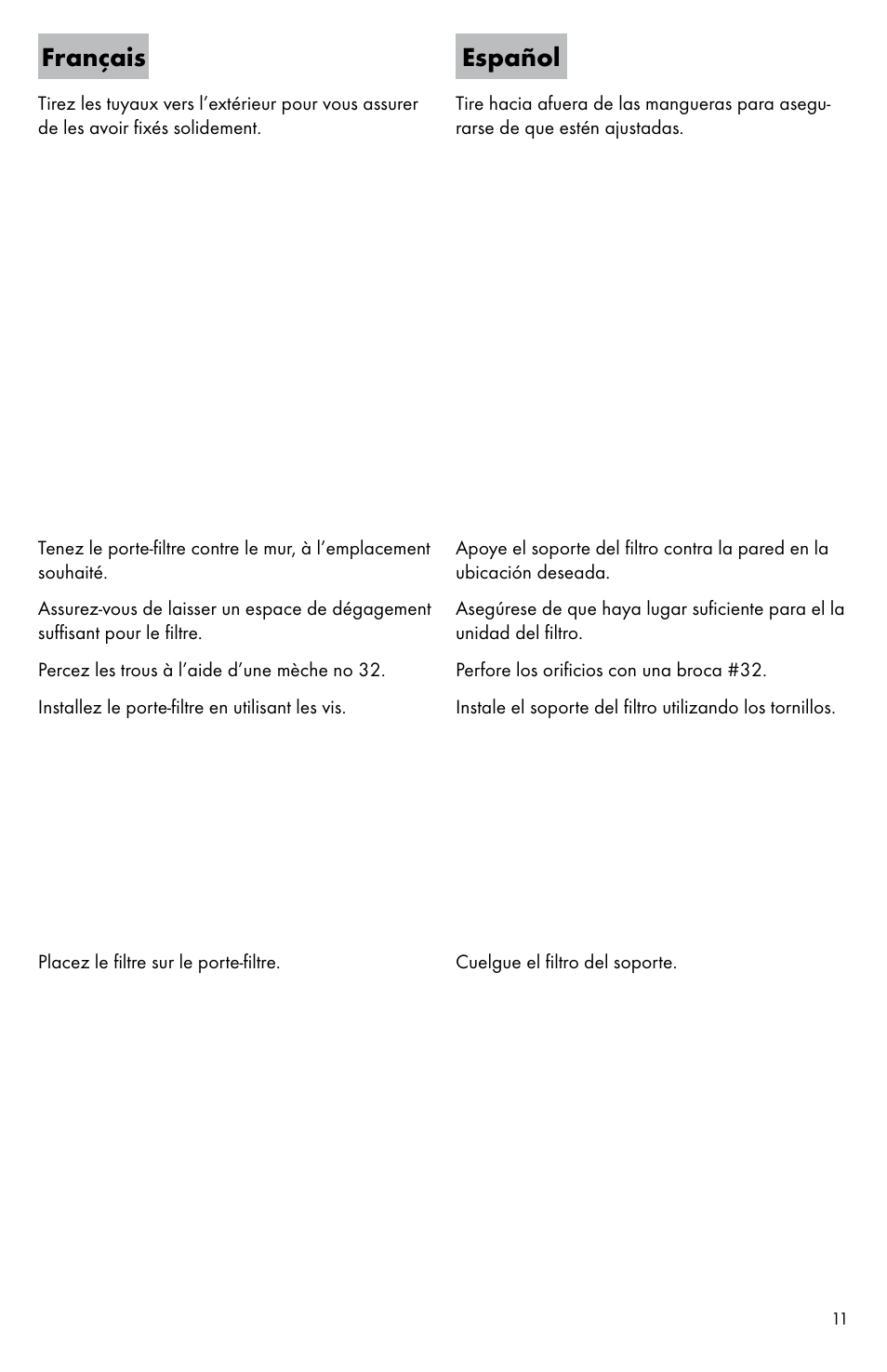 Français español | Factory Direct Hardware Hansgrohe 04301 Talis S User Manual | Page 11 / 20